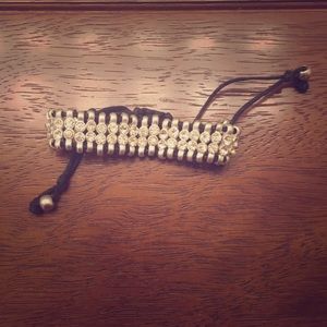 Adjustable sparkly silver beaded bracelet